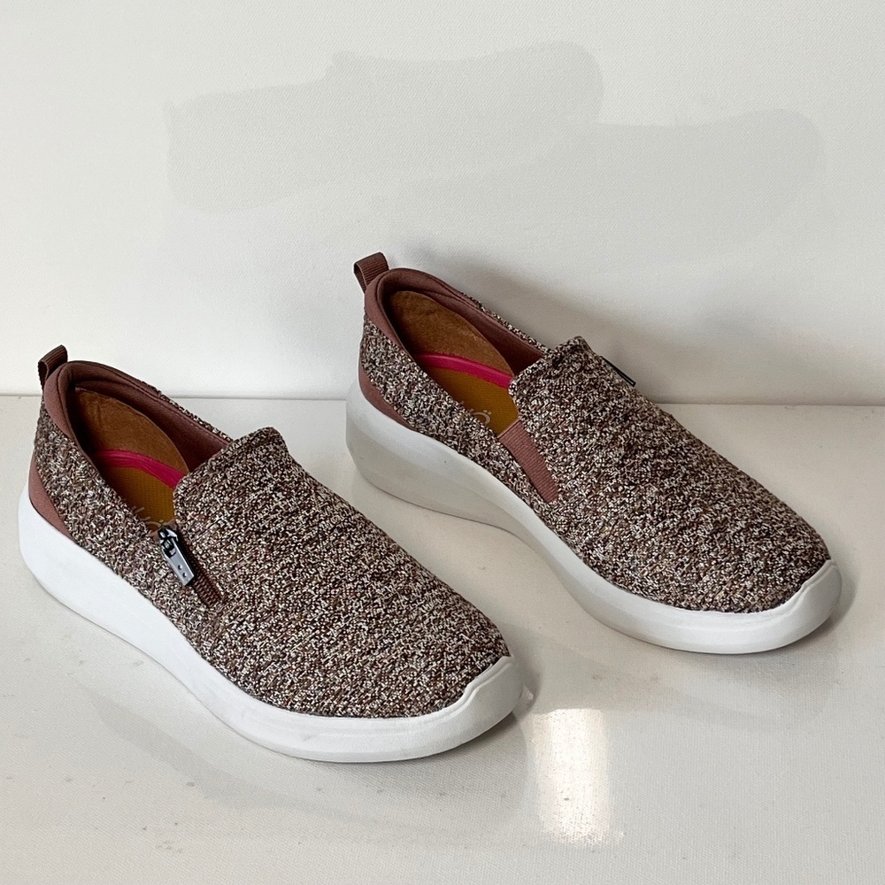 Ryka Ally Tweed Slip-On Shoes with Zip Detail